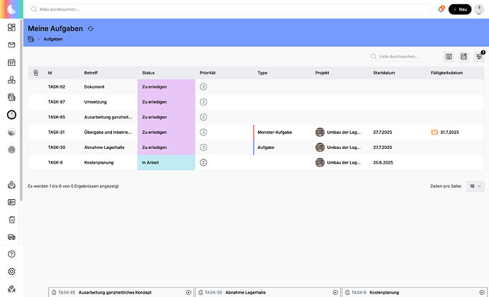 Ganzes C6-Fenster mit 3 minimierten Aufgaben am unteren Rand.